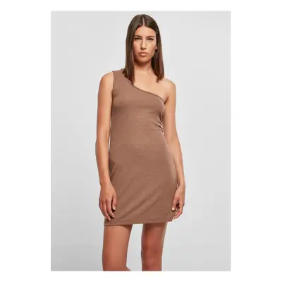 Women's dark khaki dress with a ribbed pattern on one shoulder