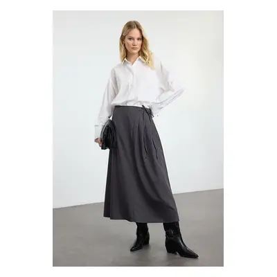 Trendyol Anthracite Pleat Detailed Woven Skirt