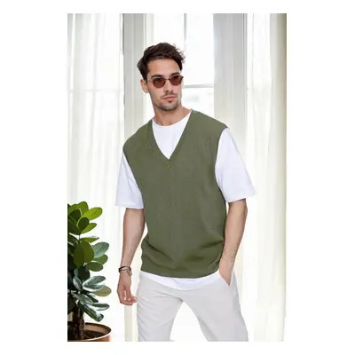 26088 Dewberry V-Neck Mens Sweater-Khaki