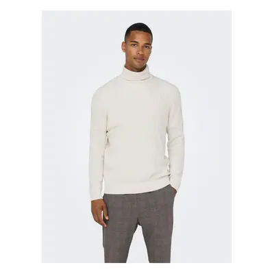 Men's Cream Ribbed Turtleneck ONLY & SONS Al - Men