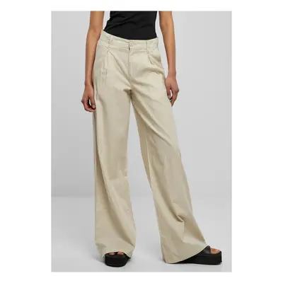 Women's High Canvas Mixed Wide Trousers Made of Soft Grass