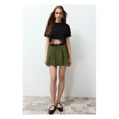 Trendyol Khaki Belted Mini Woven Shorts