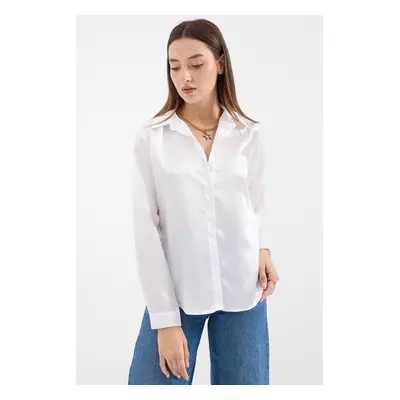 Bigdart Lightly Flowy Satin Shirt - White