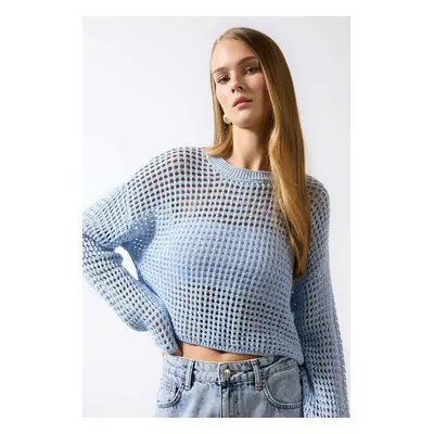 DEFACTO Regular Fit Crew Neck Crochet Knitwear Sweater