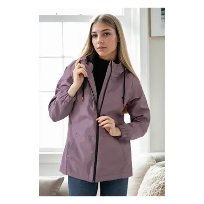 53121 Dewberry Hooded Women Raincoat-PLUM