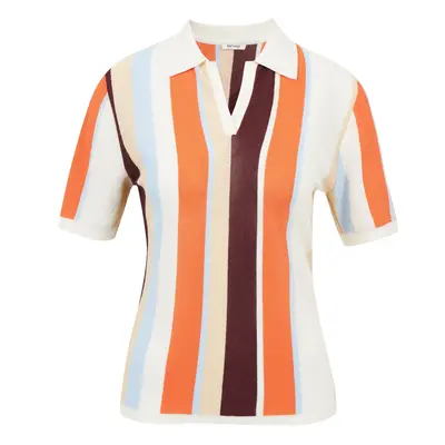 Orange-Cream Light Striped Short Sleeve Sweater ORSAY - Women