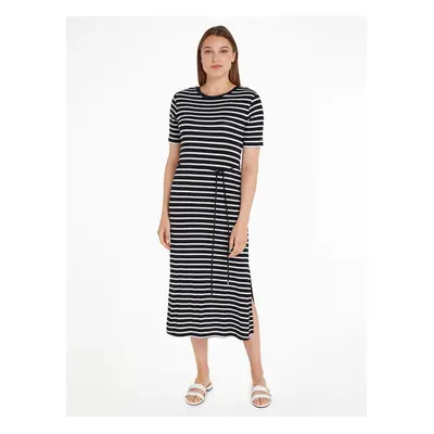 White-blue ladies striped midishats Tommy Hilfiger - Ladies