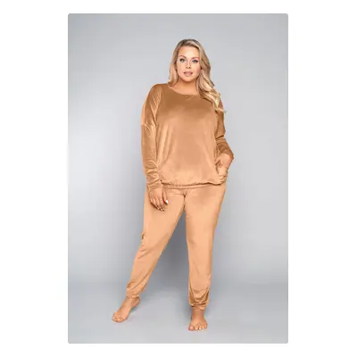 Women's Juga set, long sleeves, long trousers - camel