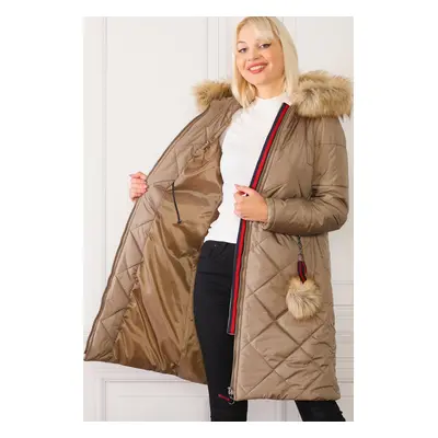 Z6646 DEWBERRYN WOMEN'S COAT WITH FUR POMPOMS-VISION