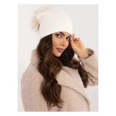 Ecru winter hat with pompom RUE PARIS