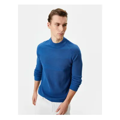 Koton Knitwear Sweater Slim Fit Textured Crew Neck Long Sleeve