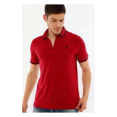 T8586 DEWBERRY MEN'S POLO NECK T-SHIRT-BURGUNDY