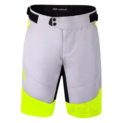 Men's cycling shorts Force Storm with removable chamois - grey-yellow