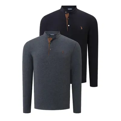 DOUBLE SET V4009 DEWBERRY MEN'S SWEATSHIRT-BLACK-ANTHRACITE