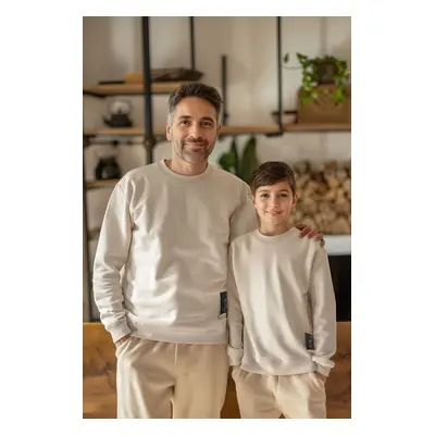 Trendyol Beige*004 Boy Father-Son Printed Knitted Mini Me Sweatshirt