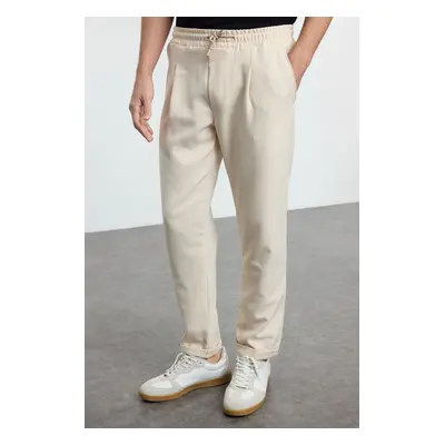 Trendyol Stone Slim Fit Elastic Waist Tied Fabric Woven Trousers