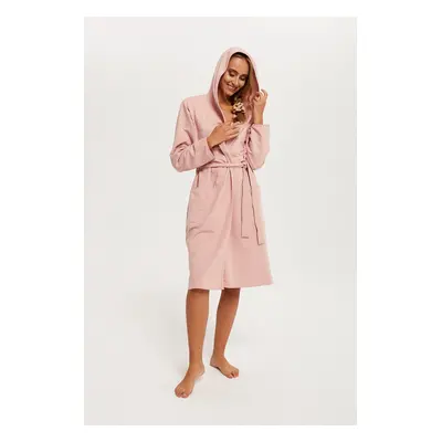 Women's dressing gown Karina with long sleeves - powder pink