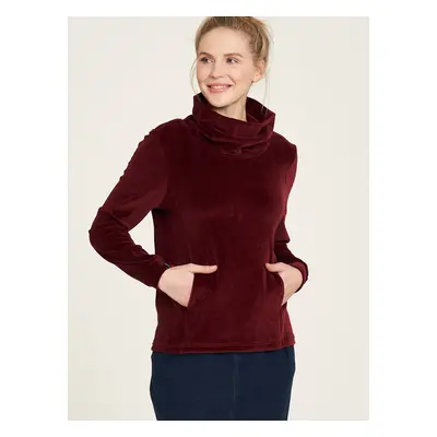 Burgundy Velvet Sweatshirt with Tranquillo Collar - Women