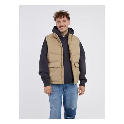 Beige Men's Quilted Vest Jack & Jones Vester - Mens