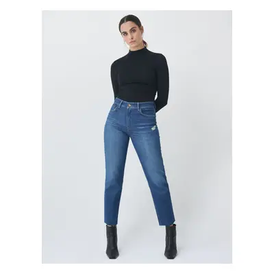 Dark Blue Women's Cropped Straight Fit Jeans Salsa Jeans - Women