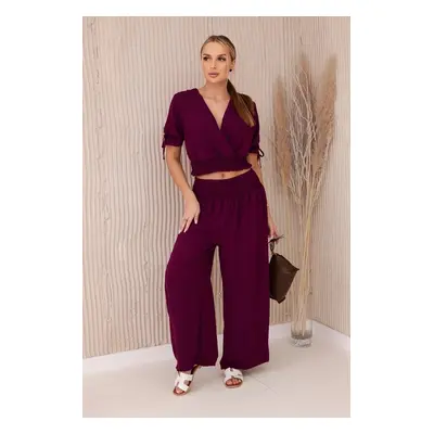 Women's set blouse + trousers - burgundy