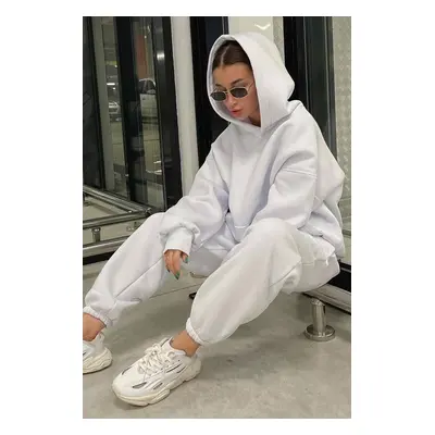 Madmext Ecru Women's Hooded Oversize Tracksuit