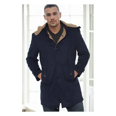 PLT8399 DEWBERRY SUEDE LOOK MEN'S COAT-NAVY BLUE-2