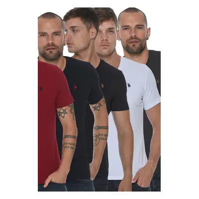 SET OF FIVE T8568 DEWBERRY V-NECK MEN'S T-SHIRT-BLACK-NAVY-WHITE-BURGUNDY-ANTHRACITE