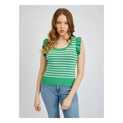 Orsay White Green Women Striped T-Shirt - Women