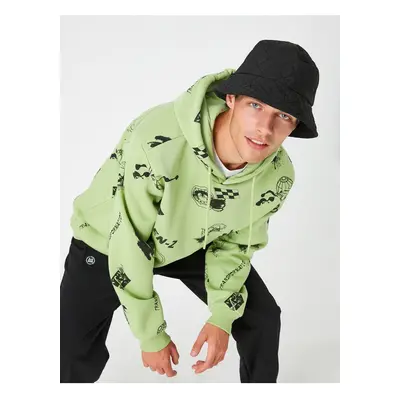 Koton Skull Printed Sweatshirt Hooded