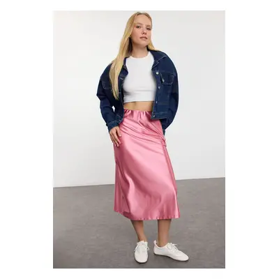 Trendyol Pink Premium Satin A Cut/Flare Skirt