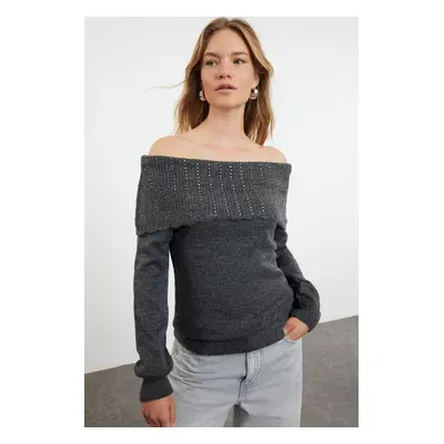 Trendyol Anthracite Soft Textured Knitwear Sweater