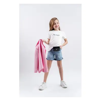 Trendyol Pink Girl Jacket T-shirt Denim Shorts Set Knitted Bottom-Top Set