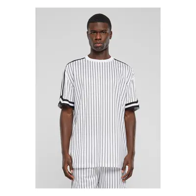 Men's Oversized Striped Mesh Tee T-Shirt - white/black