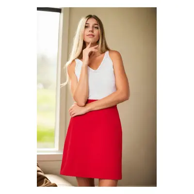 60086 Dewberry Knee Length Bell Skirt-RED