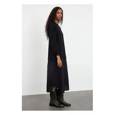 Trendyol Black Woven Shirt Detailed Knitted Dress