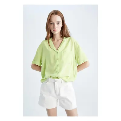 DEFACTO Relax Fit Pajama Collar Short Sleeve Shirt