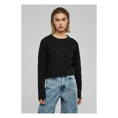 Women's knitted sweater check knit black