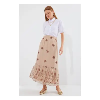 Bigdart Patterned Chiffon Skirt - Mink