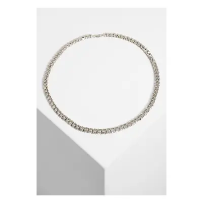 Necklace with rhinestones - silver color