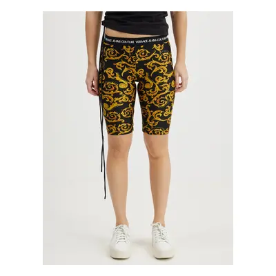 Versace Jeans Couture Yellow-Black Womens Patterned Short Leggings - Women