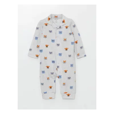 LC Waikiki Bebe Collar Long Sleeve Printed Baby Boy Rompers