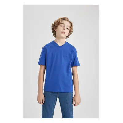 DEFACTO Length V Neck Basic Short Sleeve Basic T-Shirt