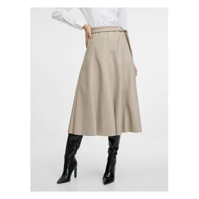 Beige women's faux leather midi skirt ORSAY - Women's