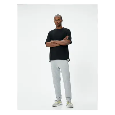 Koton Jogger Sweatpants Tie Waist Stitching Detail Zipper with Pocket.