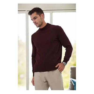 64721 Dewberry Half Turtleneck Woolen Mens Knit Sweater-BORDEAUX