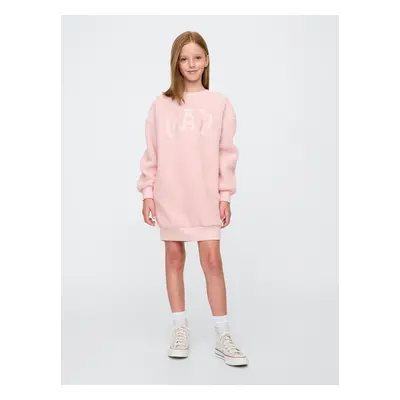 GAP Children's sweatshirt oversize sherpa dress with logo - Girls