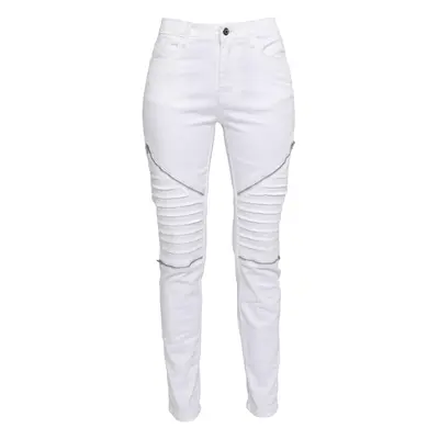 Women's stretch biker trousers white