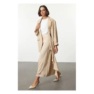 Trendyol Beige Self-Patterned Woven Satin Skirt