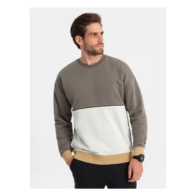 Ombre Men's OVERSIZE sweatshirt with contrasting color combination - khaki